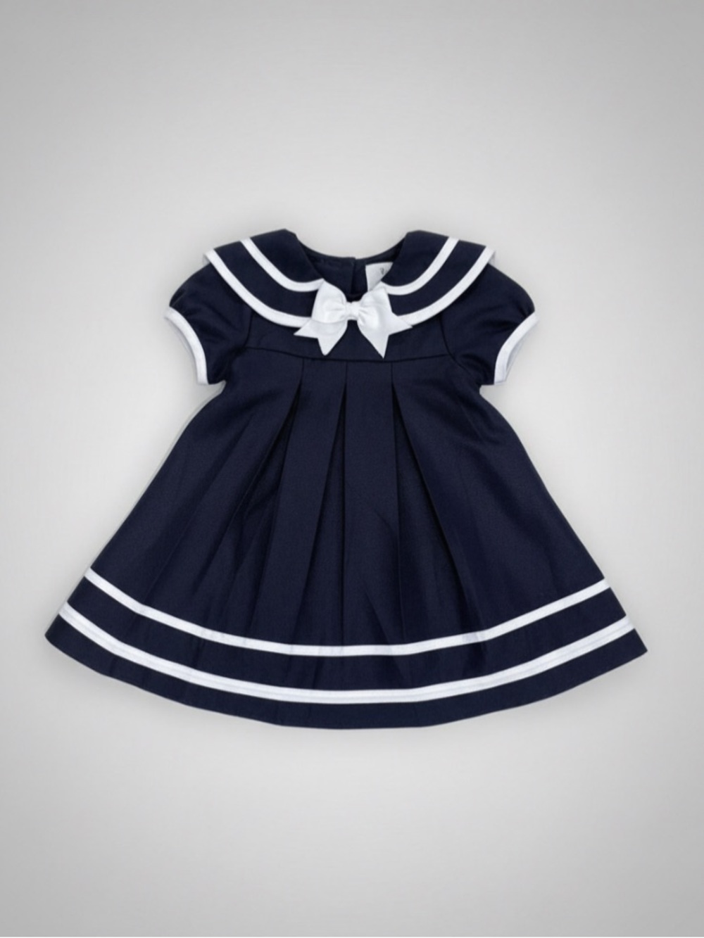 Rare Editions Navy and White Sailor Dress with Bow